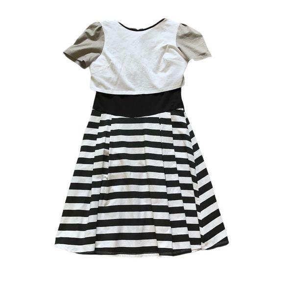Harper & Day Nursing Dress Size Small Grey - White - Black Colorblock & Stripes - Picture 1 of 10